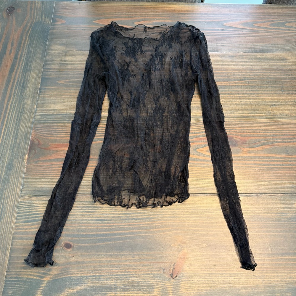 NWOT Black Sheer Lace Top - Picture 7 of 10